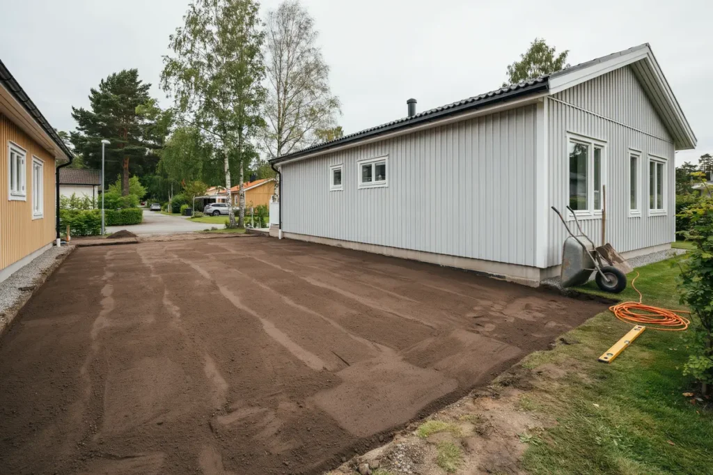 schaktning och f rberedande markarbete f r garage i ribby